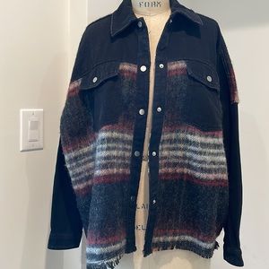 Zara denim jacket with wool detail